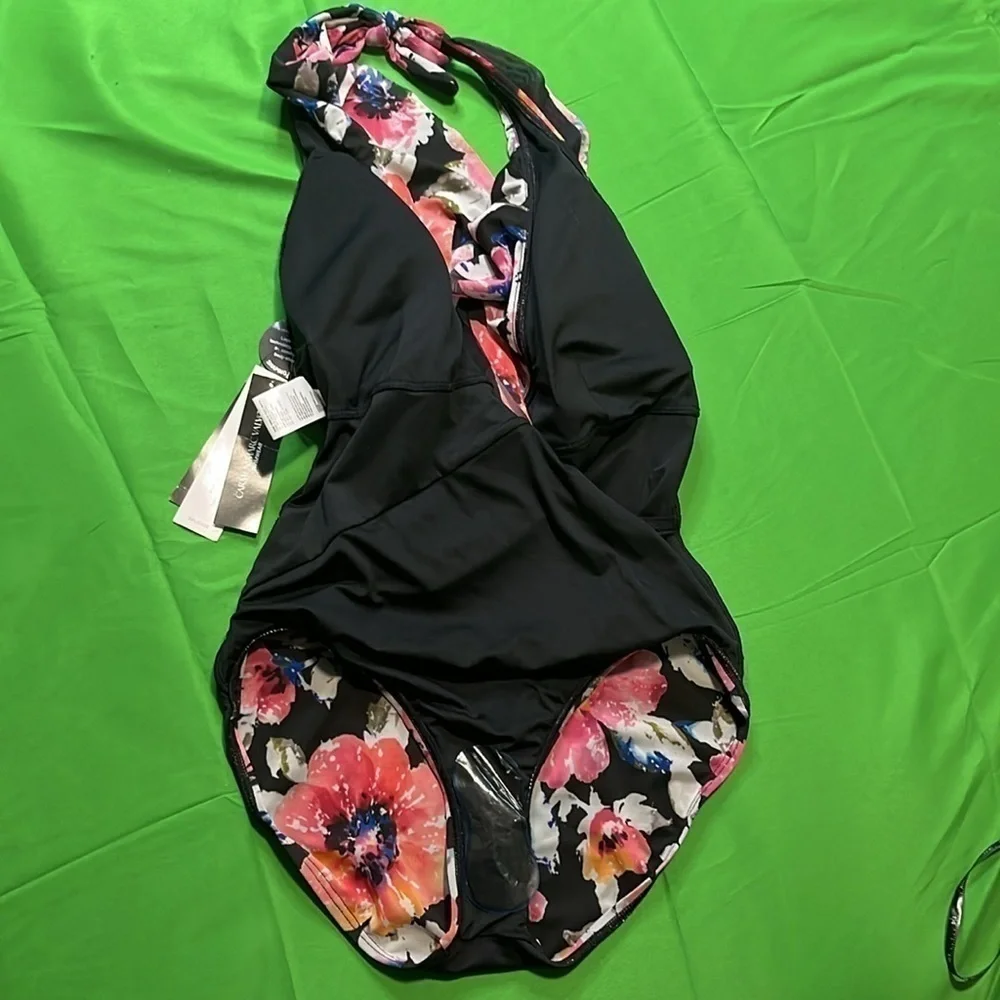 Carmen Marc Valvo One Piece Floral Swimsuit NWT